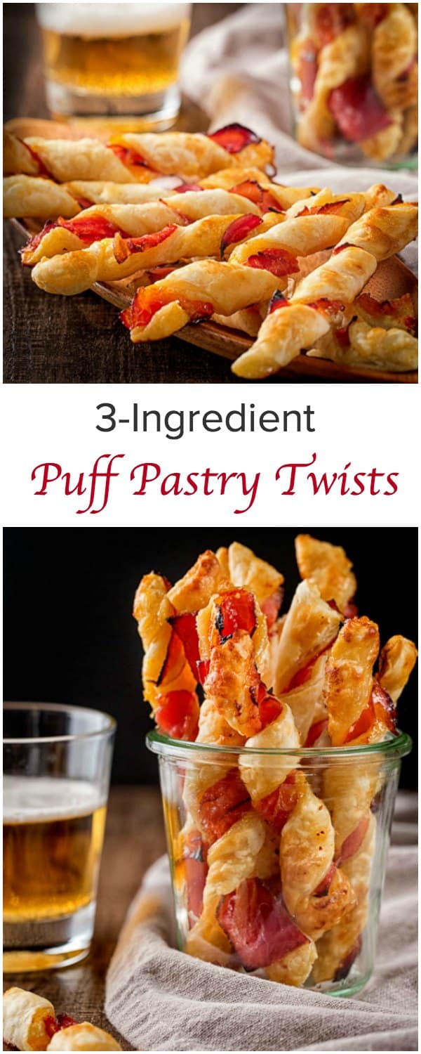 Sweet and savory, these puff pastry twists require only 3 ingredients and comes together quick and easy. Perfect appetizer for any occasion!