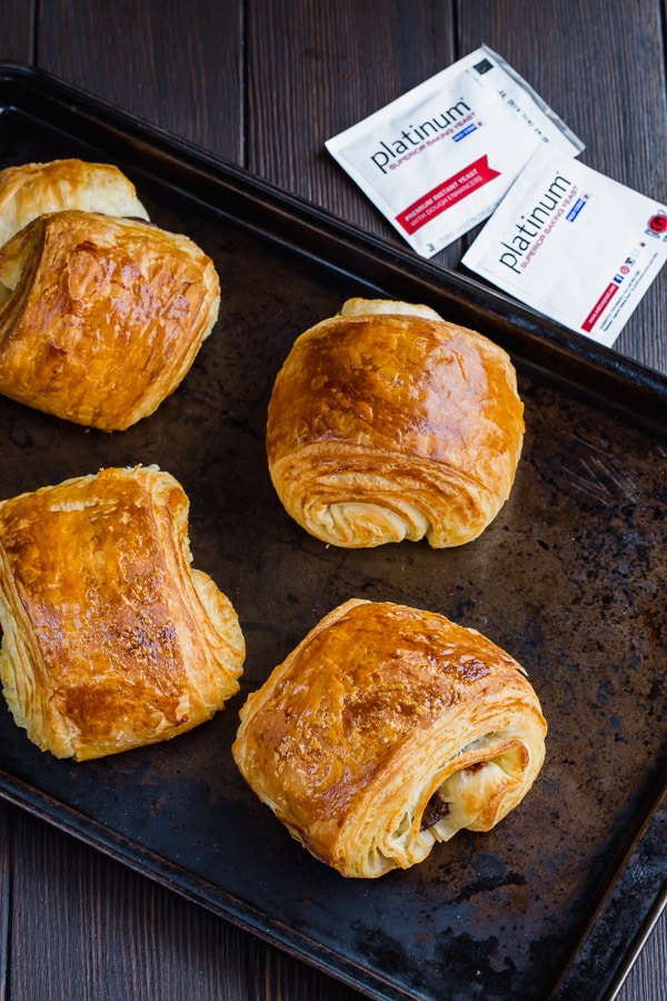 You can achieve bakery-style, authentic pain au chocolat (chocolate croissants) from scratch. I'm sharing my easy-to-follow directions and tips for success! You'll get crisp flaky on the outside, soft and buttery on the inside croissants with perfect amount of intense chocolate in every bite! #painauchocolat #homemadechocolatecroissant #croissant