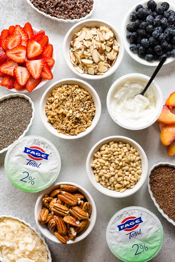 Healthy snack time doesn't have to be boring. On the contrary, it should be vibrant, exciting and absolutely indulgent! Let's talk about ultimate yogurt bar for a healthy snack time. #yogurtbar #snack #healthysnack #snacktime #yogurtbowl