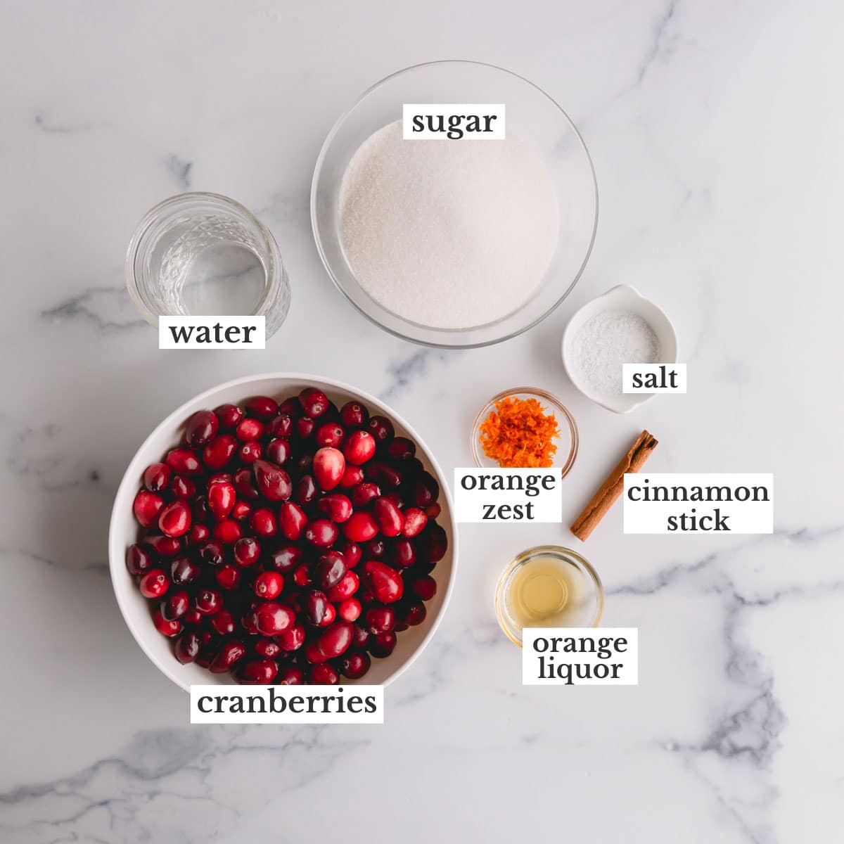 Ingredients for cranberry sauce.