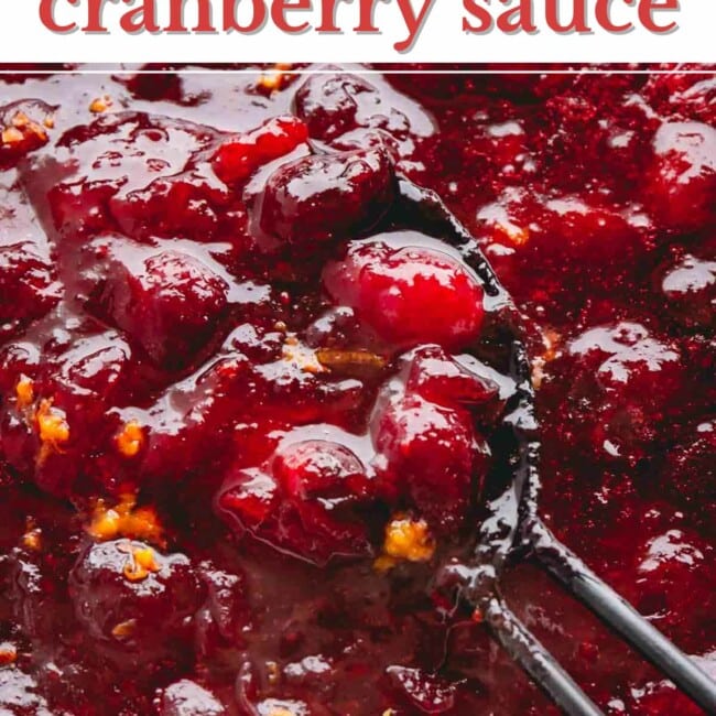 Upclose shot of homemade cranberry sauce.