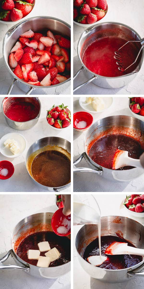 Surprise your taste buds with this amazing homemade strawberry caramel sauce. Step by step photo tutorial. #caramelsauce #strawberrycaramelsauce