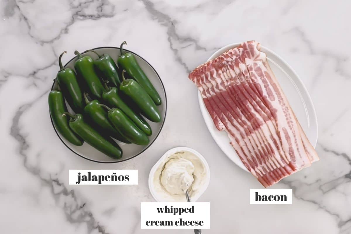 Ingredients: jalapenos, bacon and whipped cream cheese.