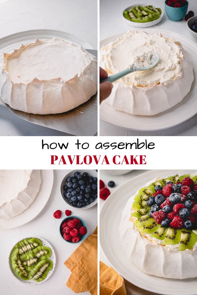 It's best to assemble Pavlova cake right before serving for the best result. #pavlova