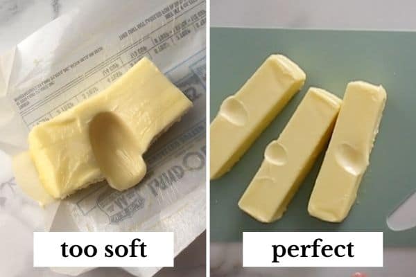 too soft and room temperature butters side by side.