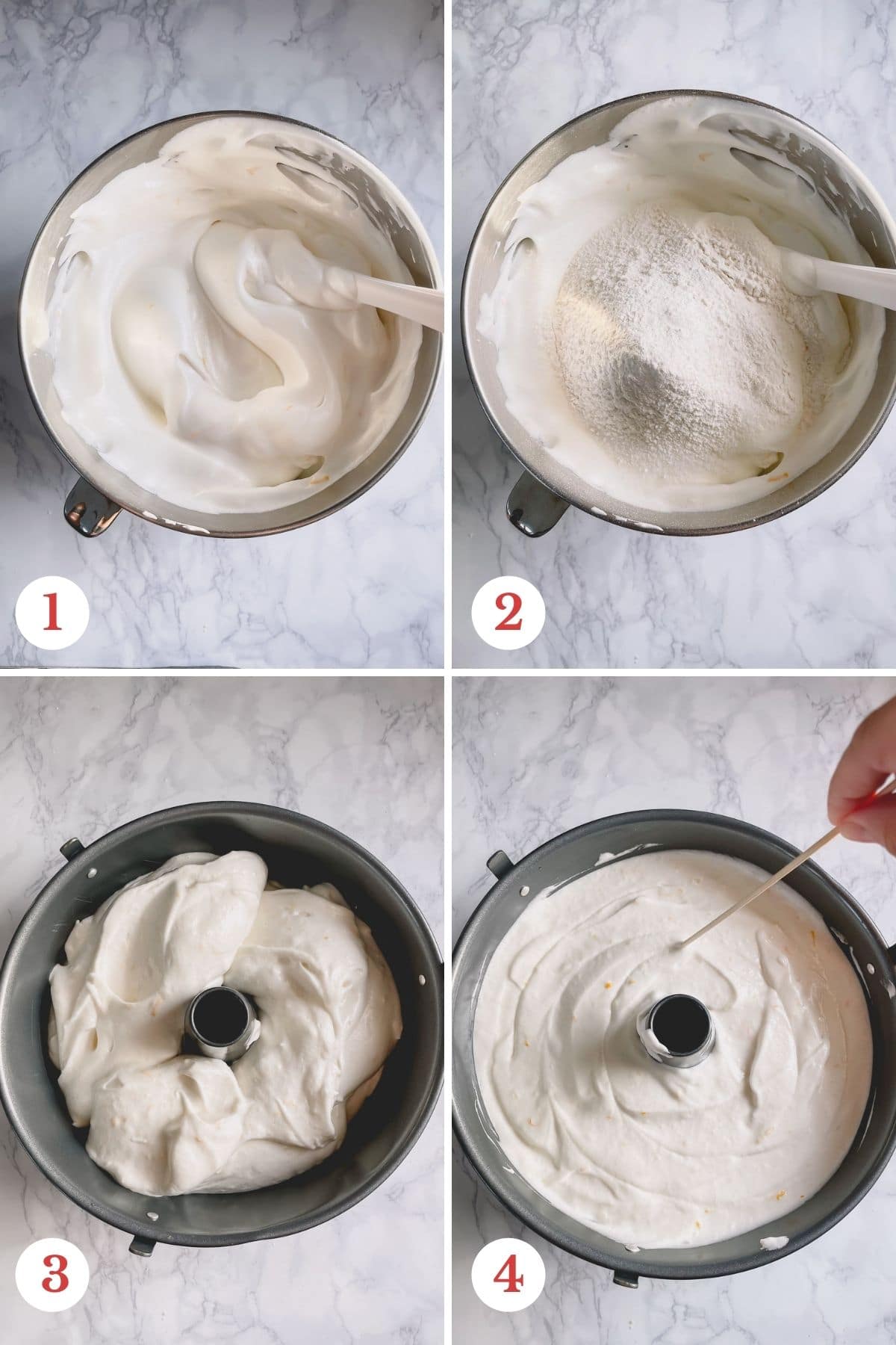 step by step photos of making angel food cake.