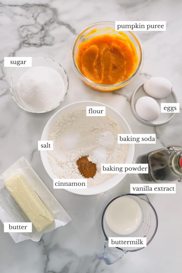 Pumpkin cupcake ingredients.