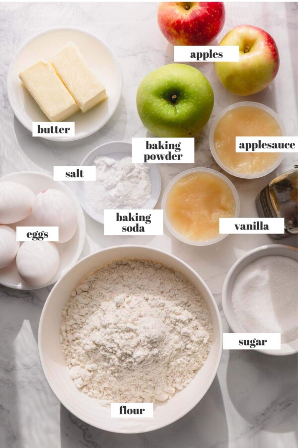 Apple coffee cake ingredients.