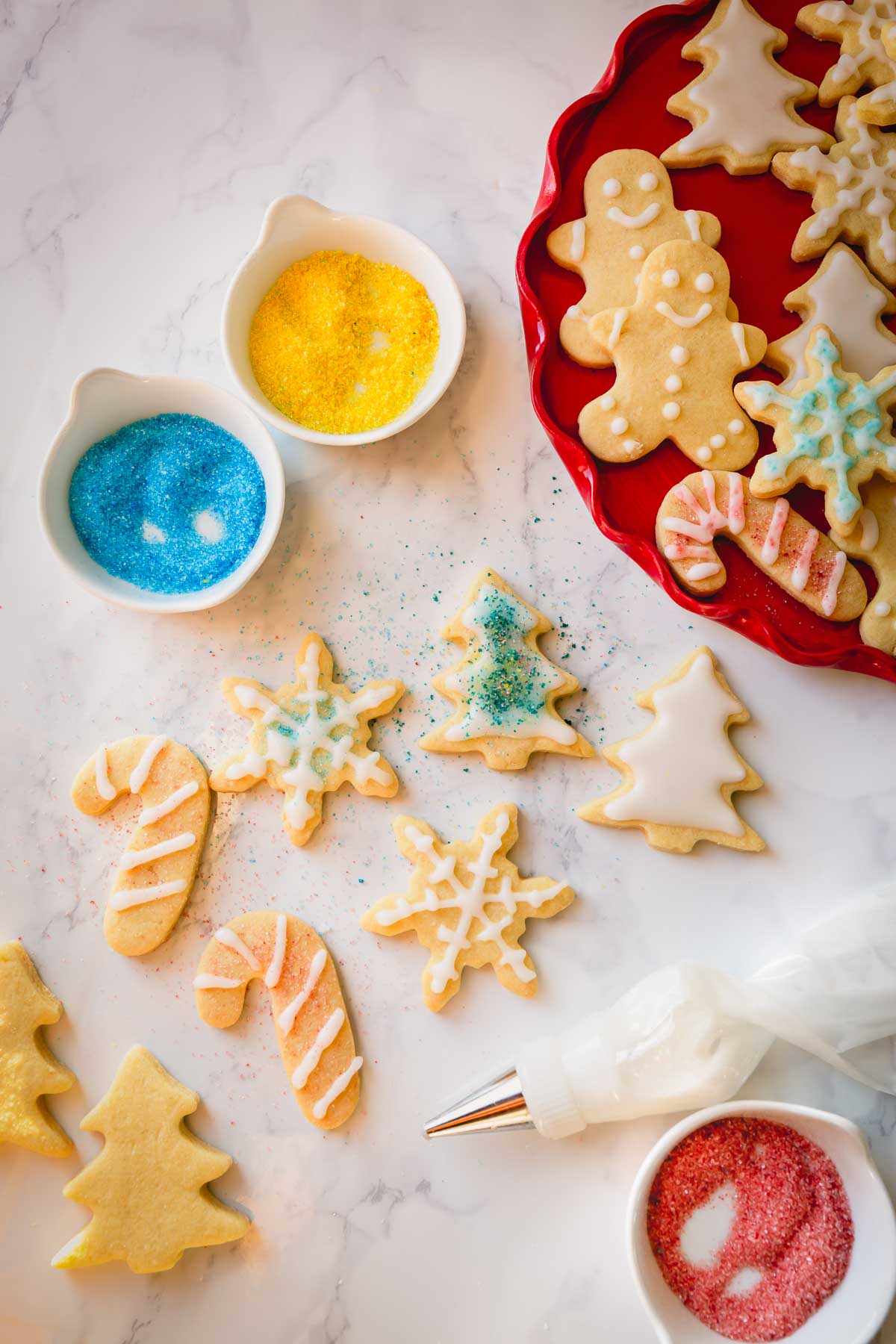 Glazed and decorated sugar cookies.