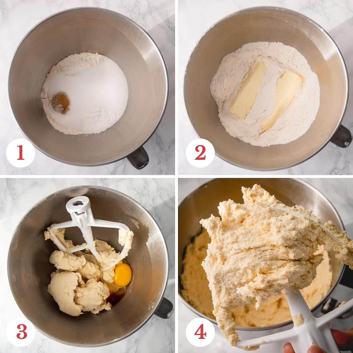 step by step photos of making sugar cookie dough.