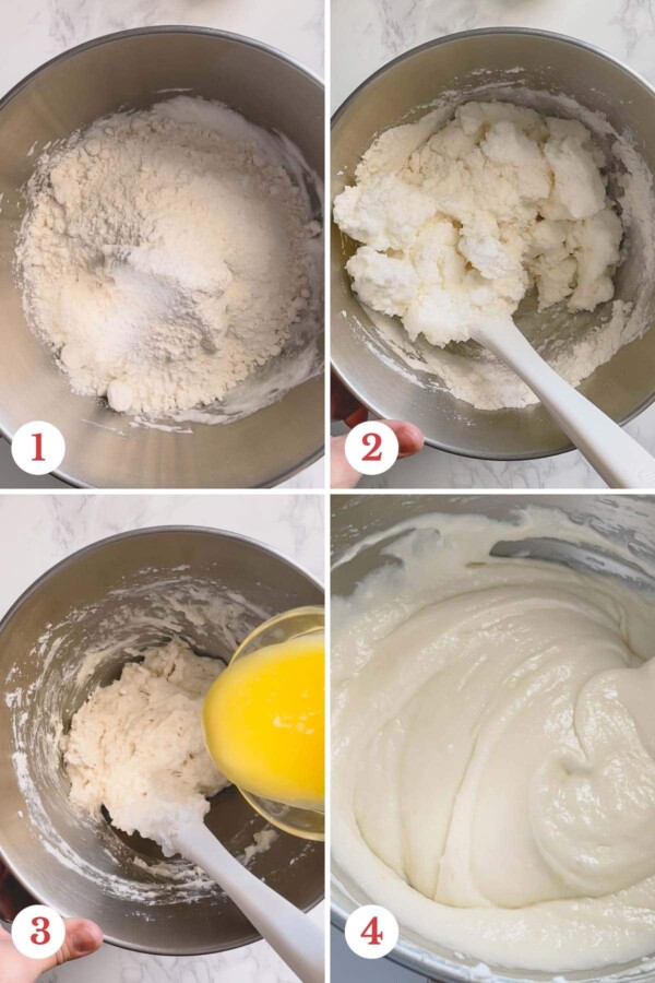 Step by step photos of making batter.