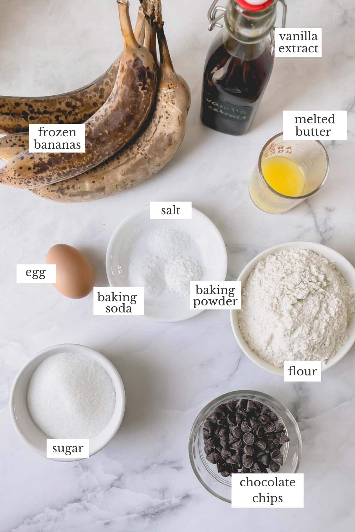 Banana muffins ingredients.