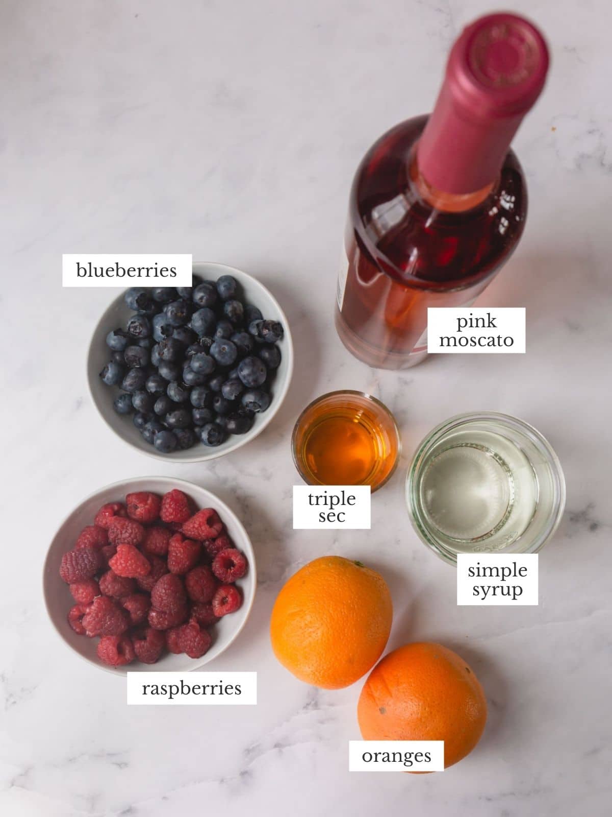 Fruity sangria ingredients.