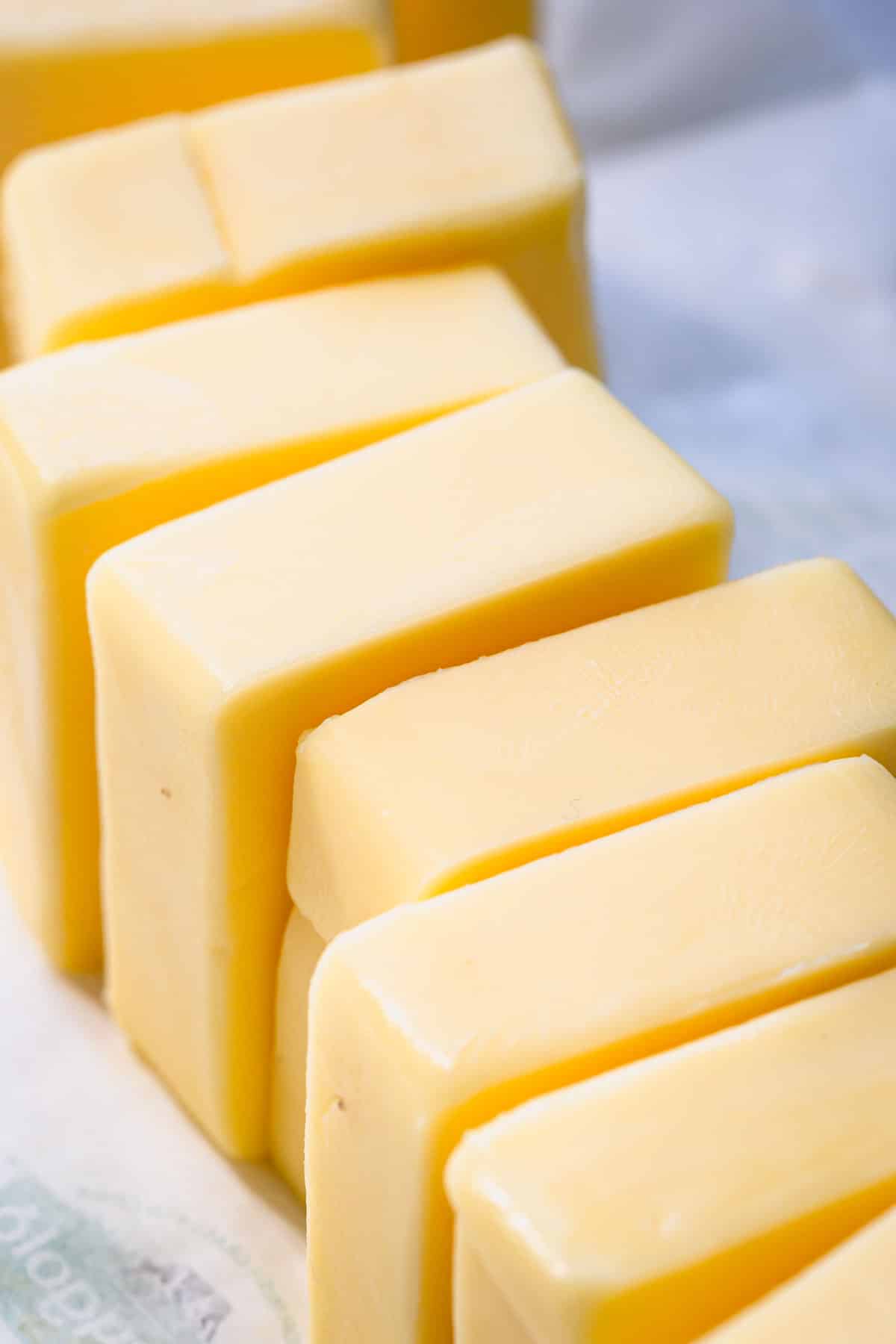 A line of sliced butter.