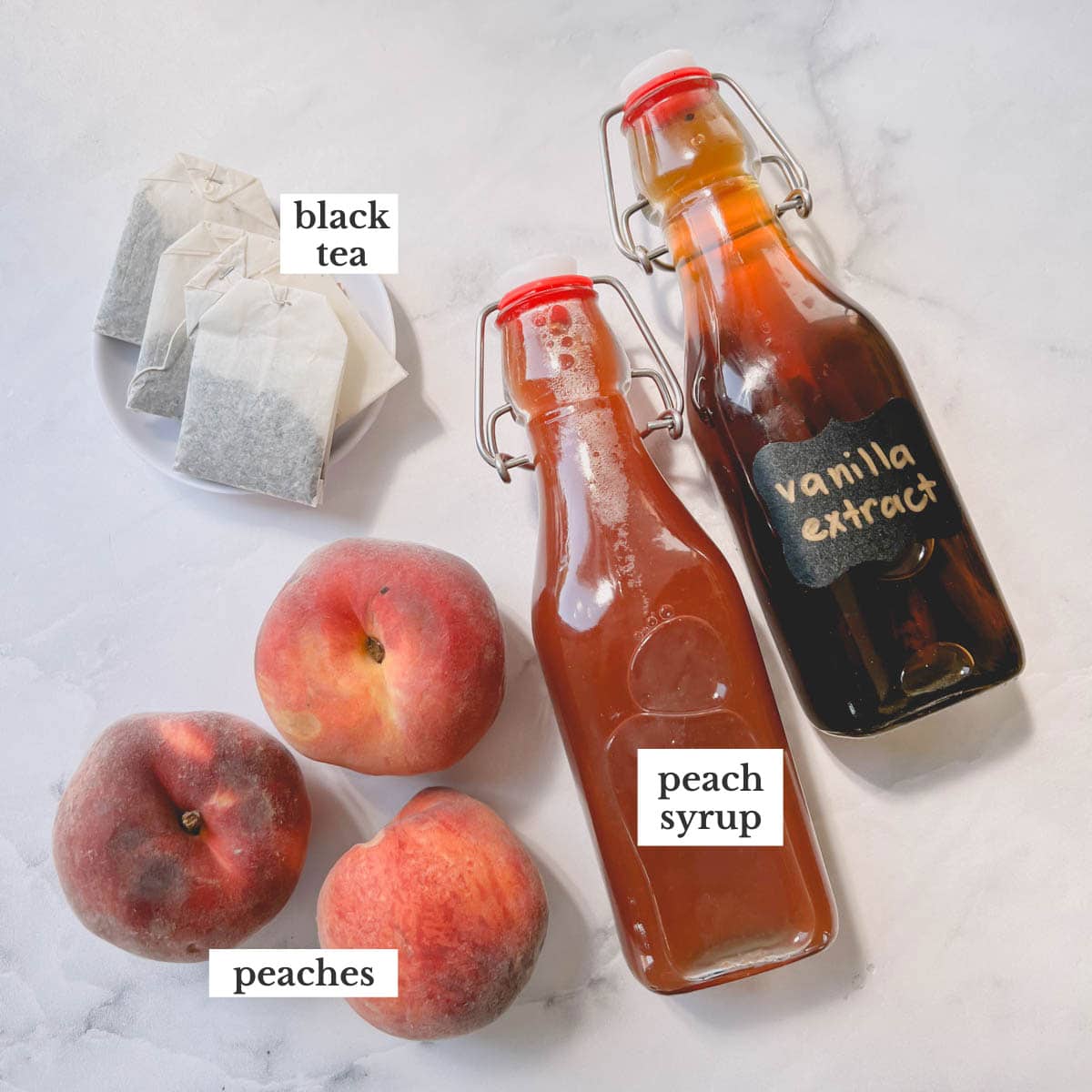 Peach iced tea ingredients.