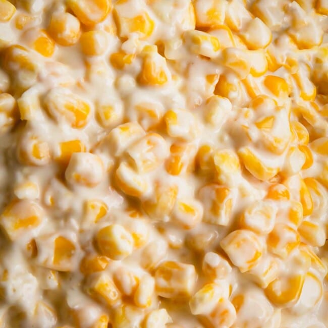 close up of creamed corn