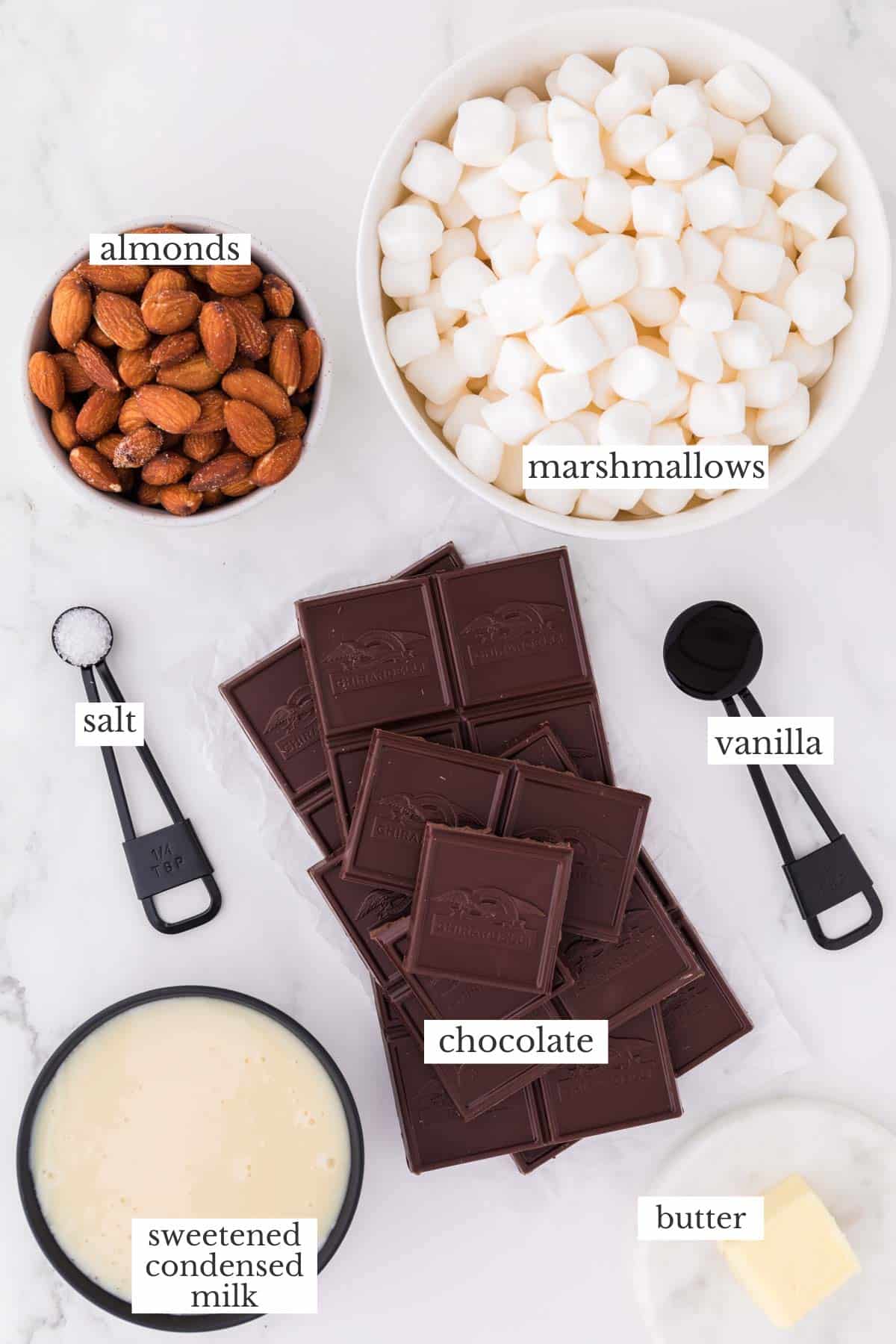ingredients for rocky road fudge