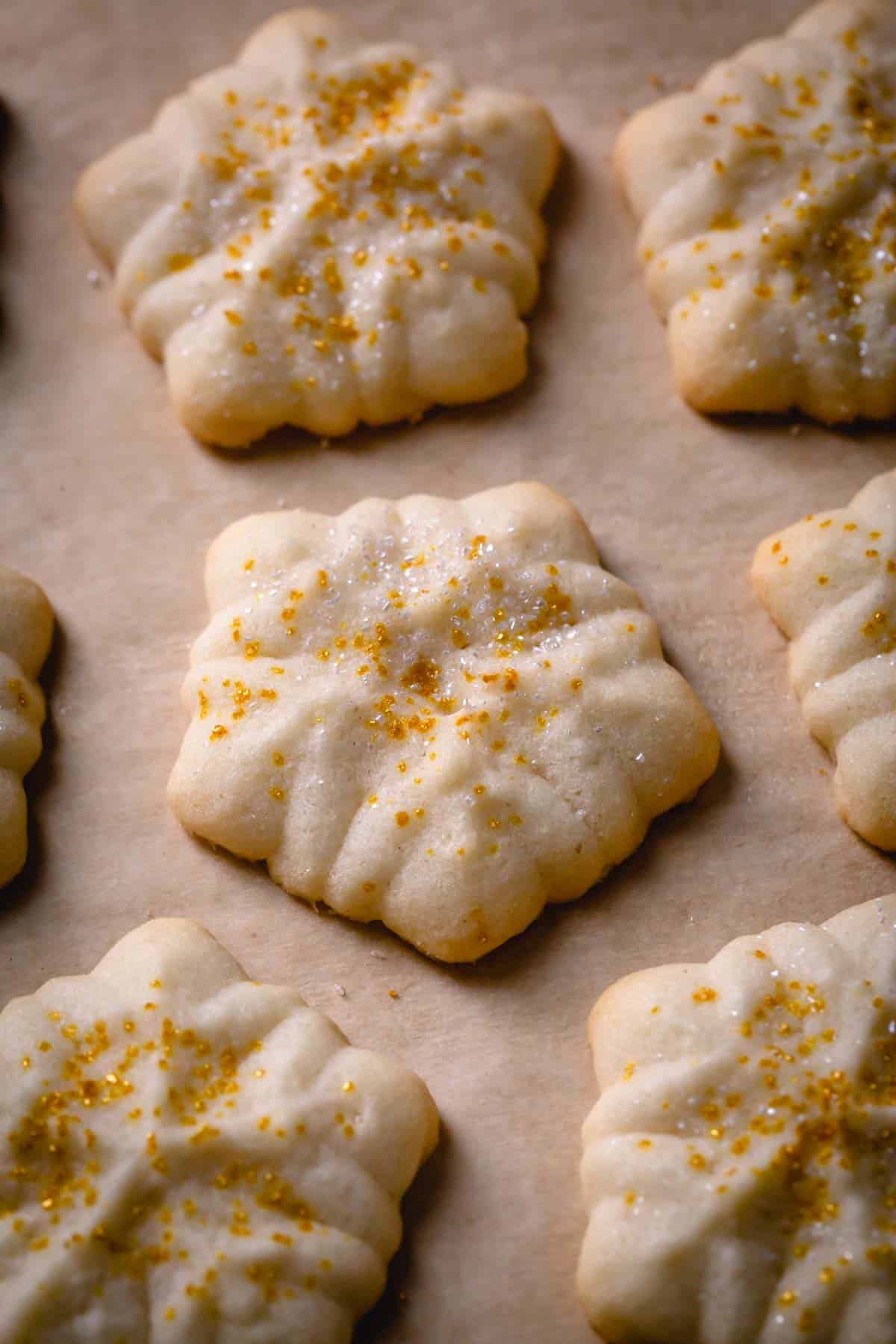a close up of a star butter cookie.