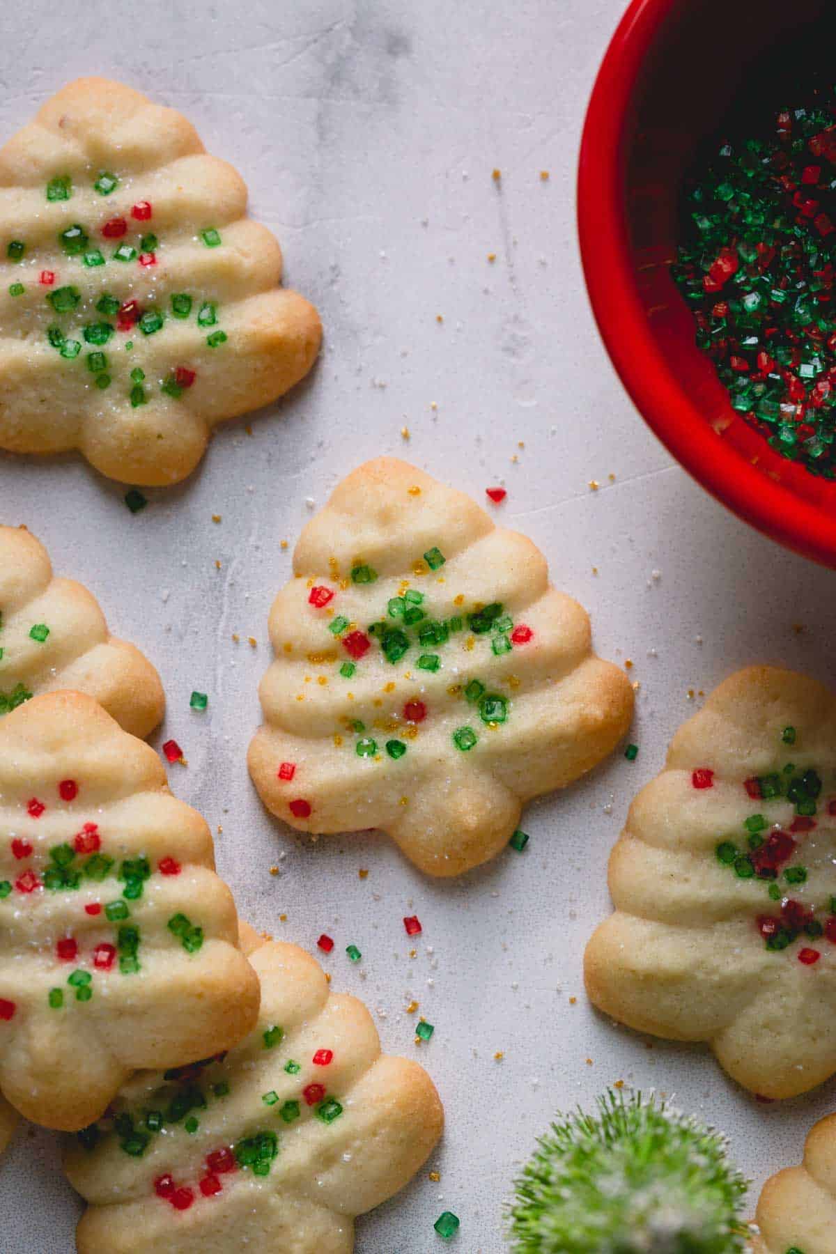 christmas tree shaped butter cookies.
