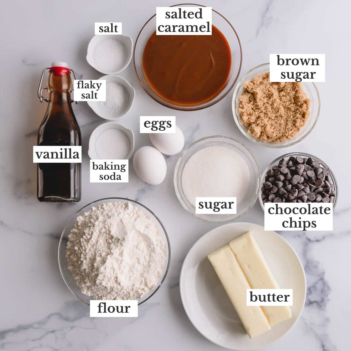 ingredients for caramel cookie bars.