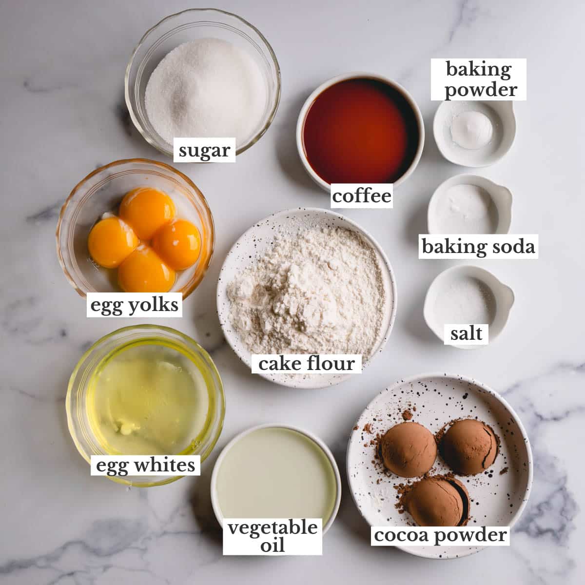 ingredients for chocolate swiss roll.