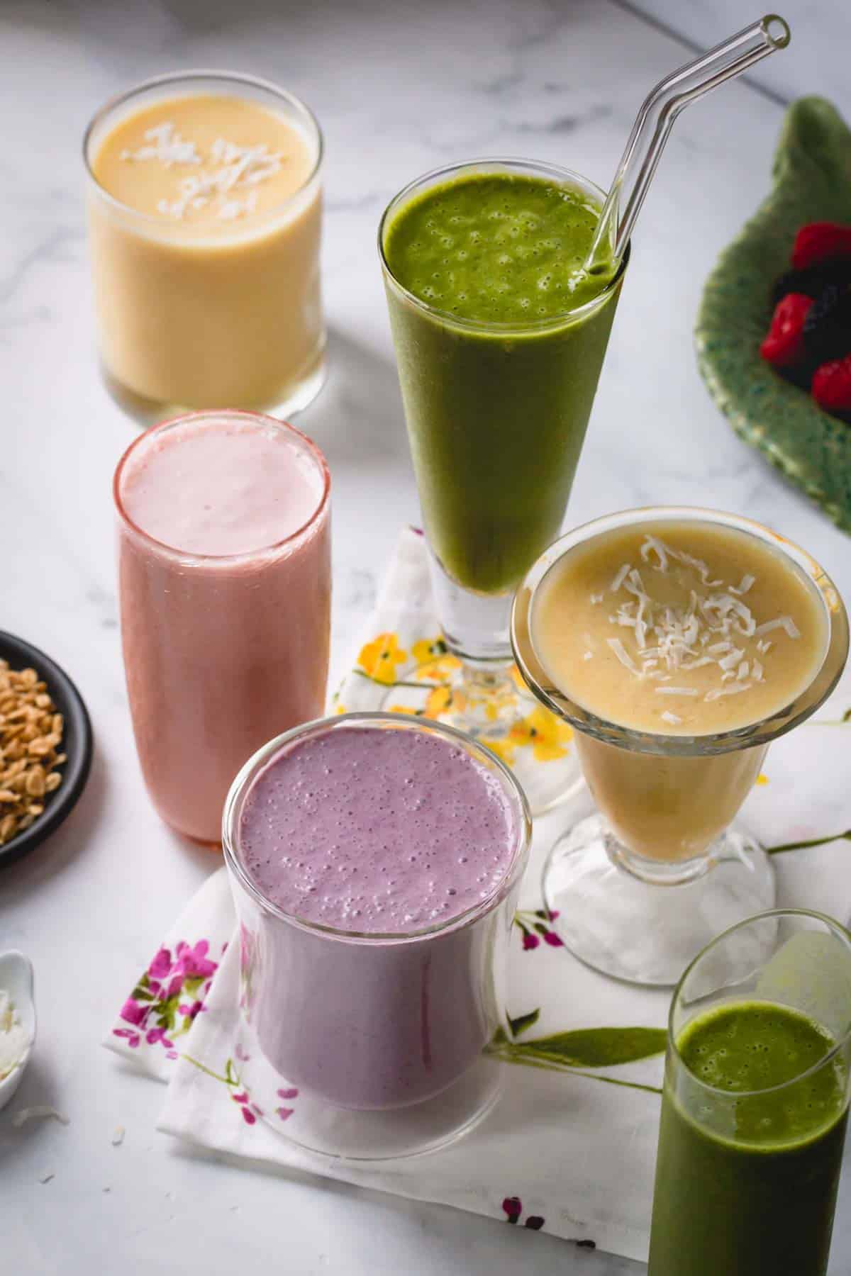 different kinds of smoothies.