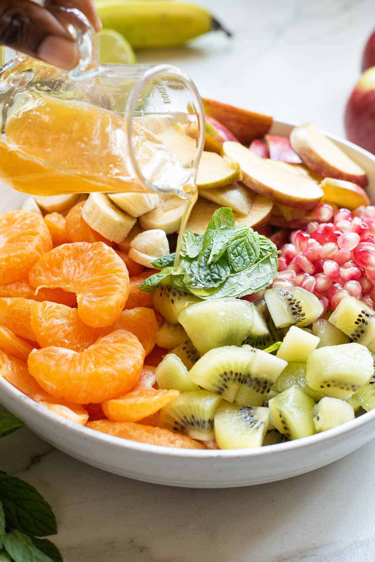 close up of a bowl of fresh fruit.