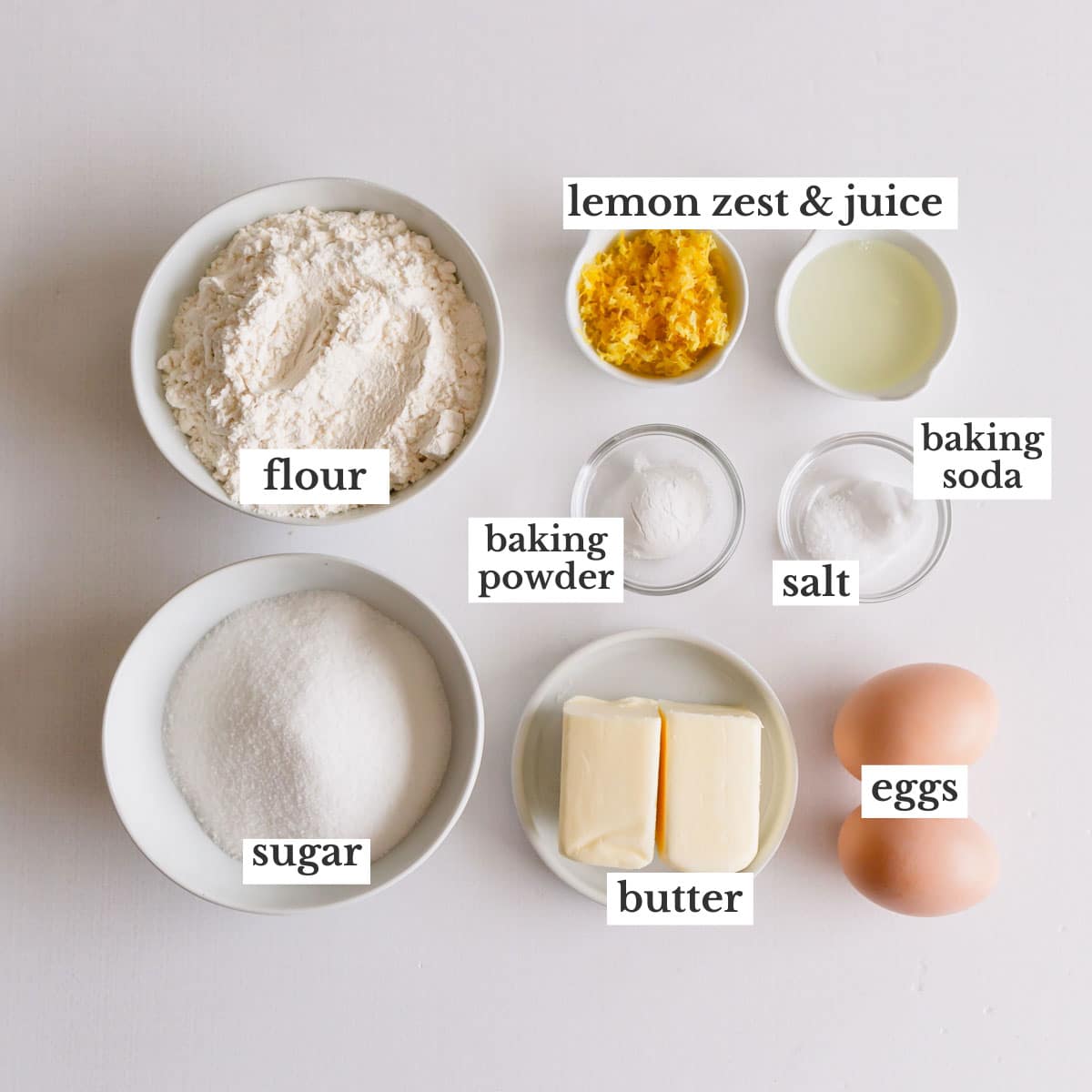 Ingredients for lemon cupcakes.