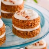 mini carrot cakes on a platter.