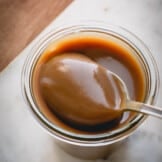 a spoonful of butterscotch sauce.