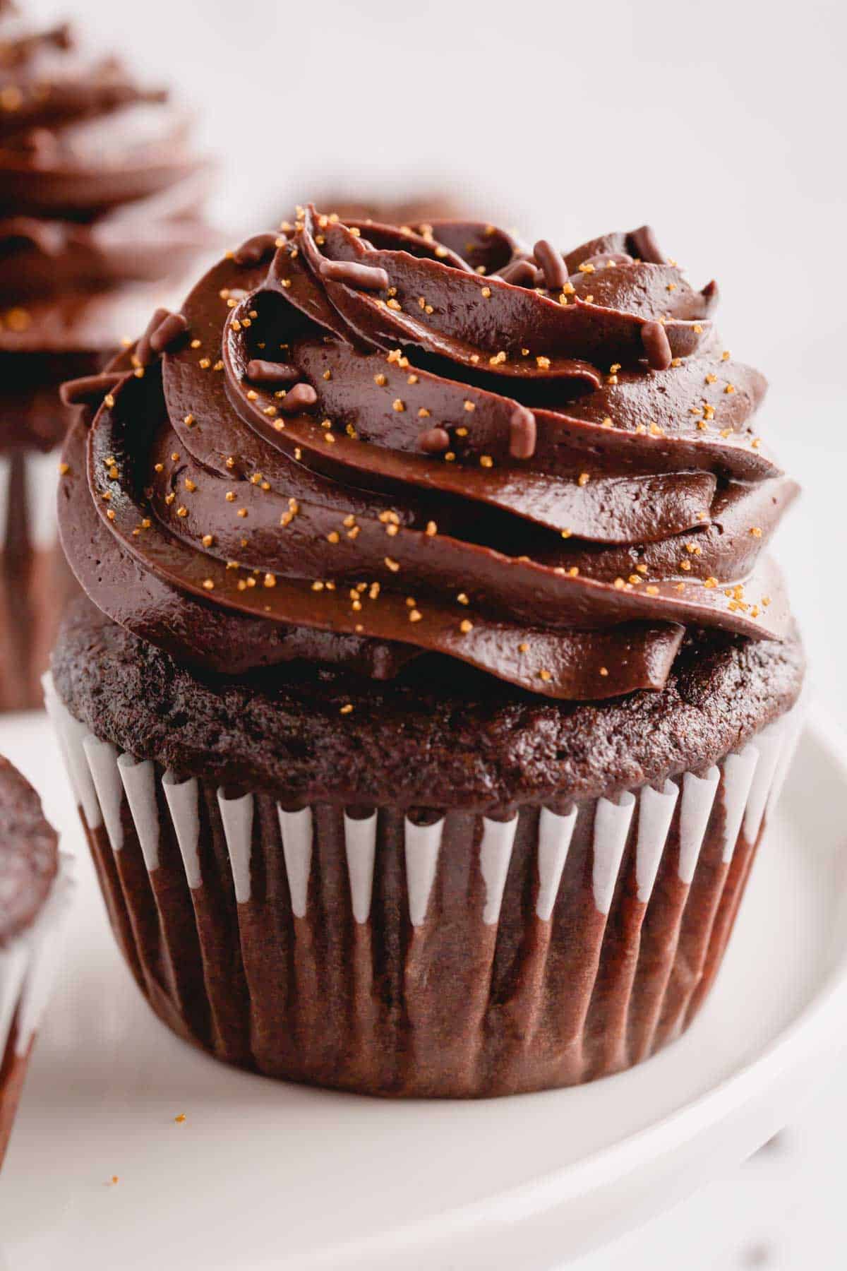 chocolate cupcake with chocolate cream cheese frosting.