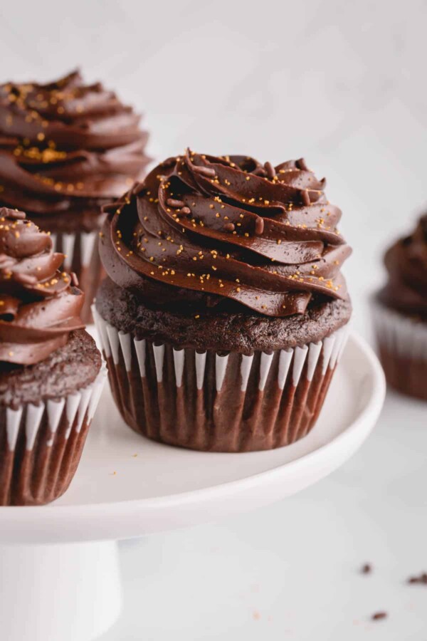 chocolate cupcakes with chocolate cream cheese frosting.