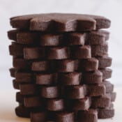 a stack of chocolate sugar cookies.
