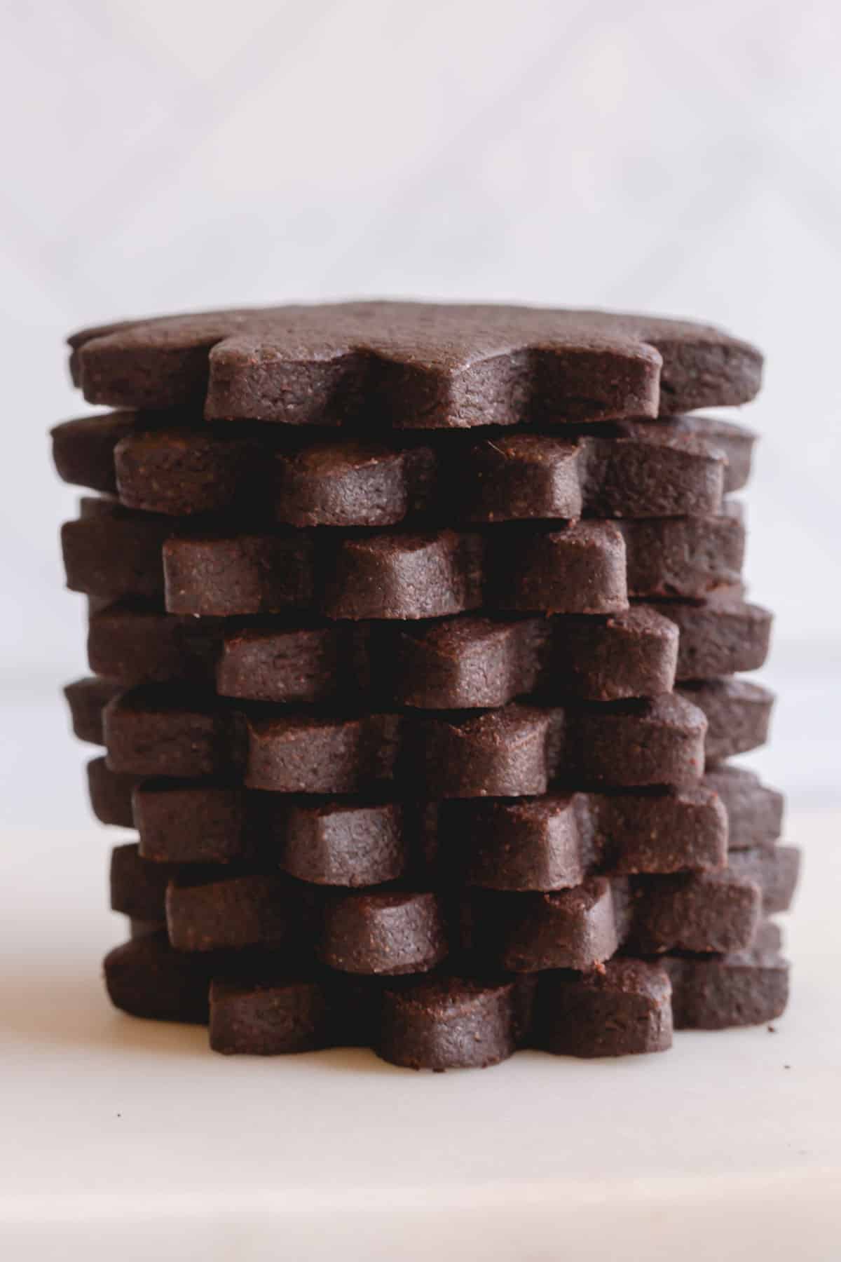 a stack of chocolate sugar cookies.