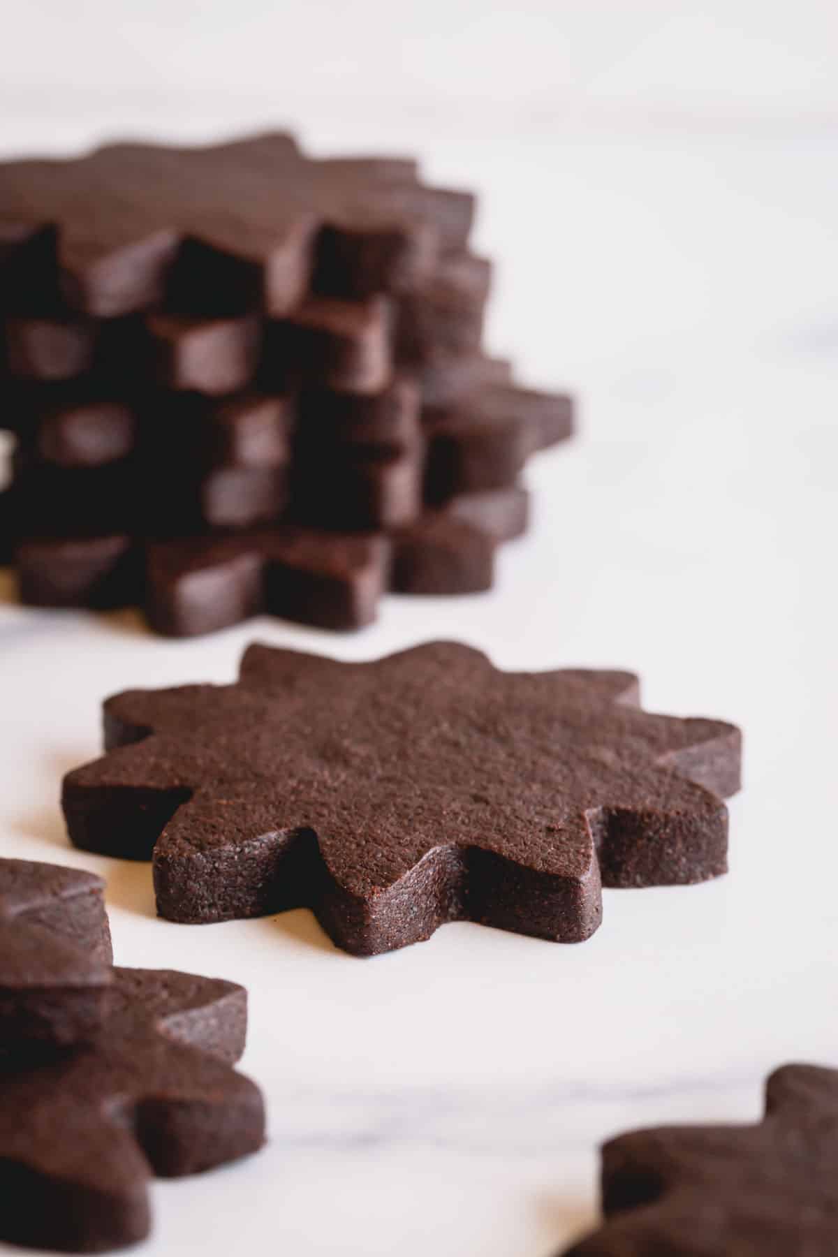 chocolate sugar cookie stars.