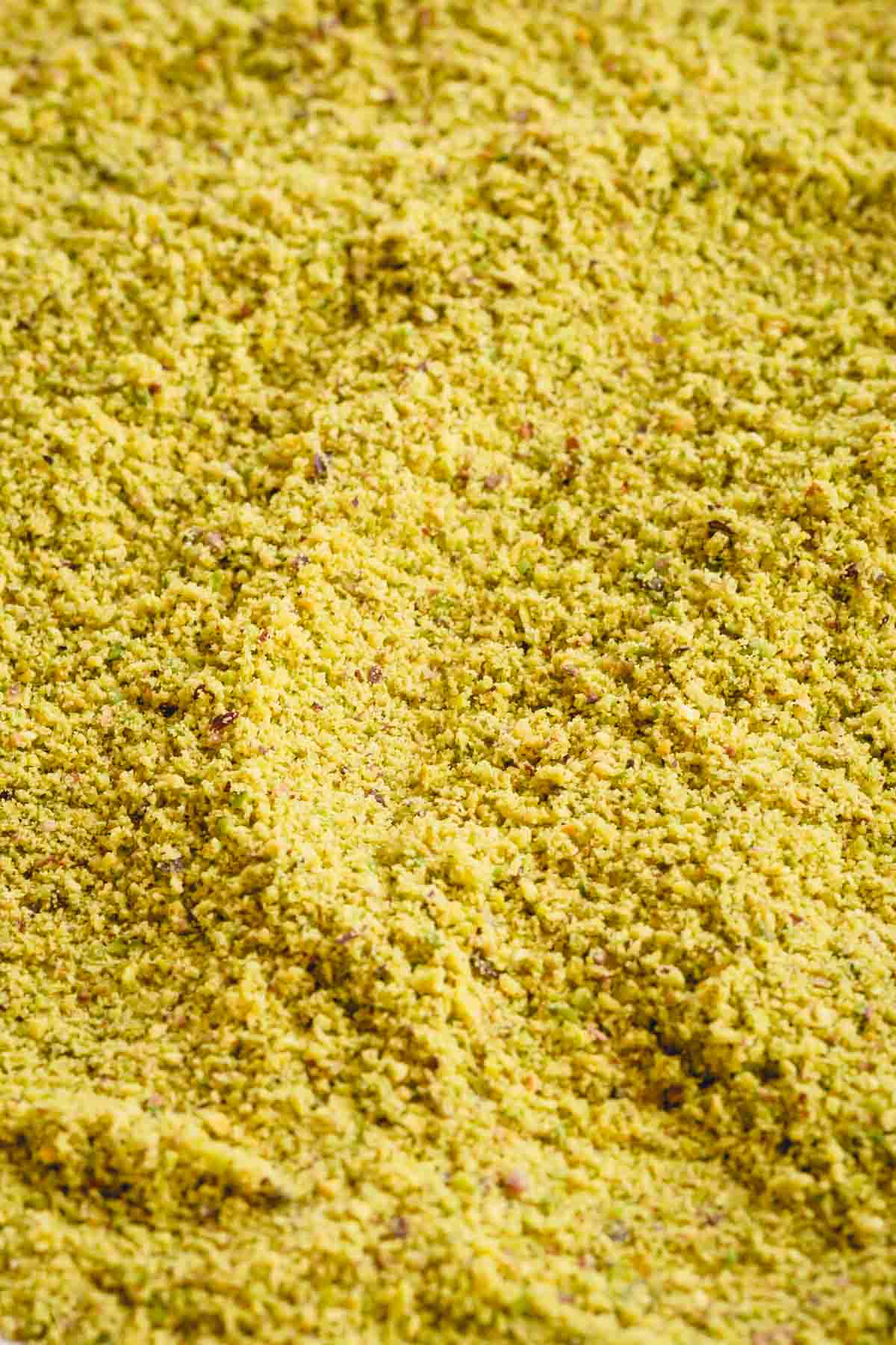 Close up image of pistachio flour.