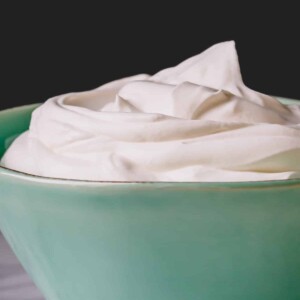 Homemade whipped cream in a big serving bowl.