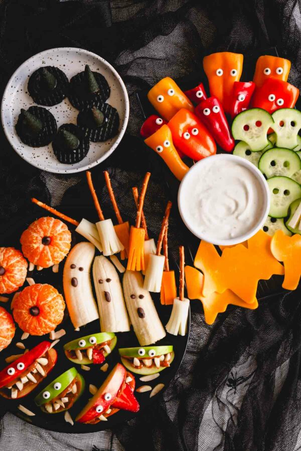 Healthy Halloween Snack Board.
