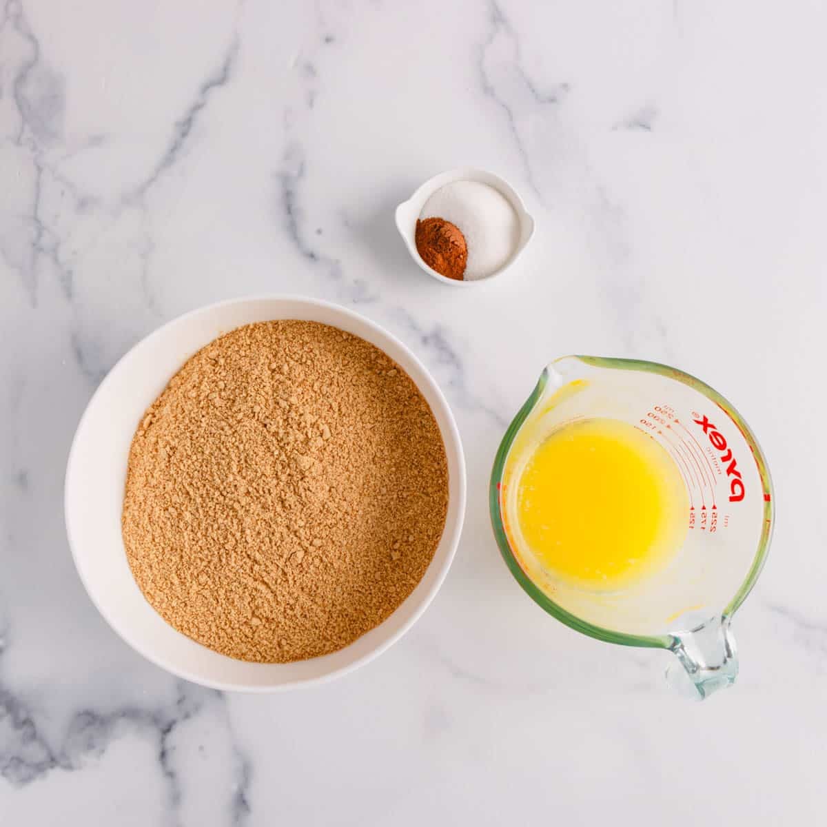 Ingredients to make a graham cracker crust.