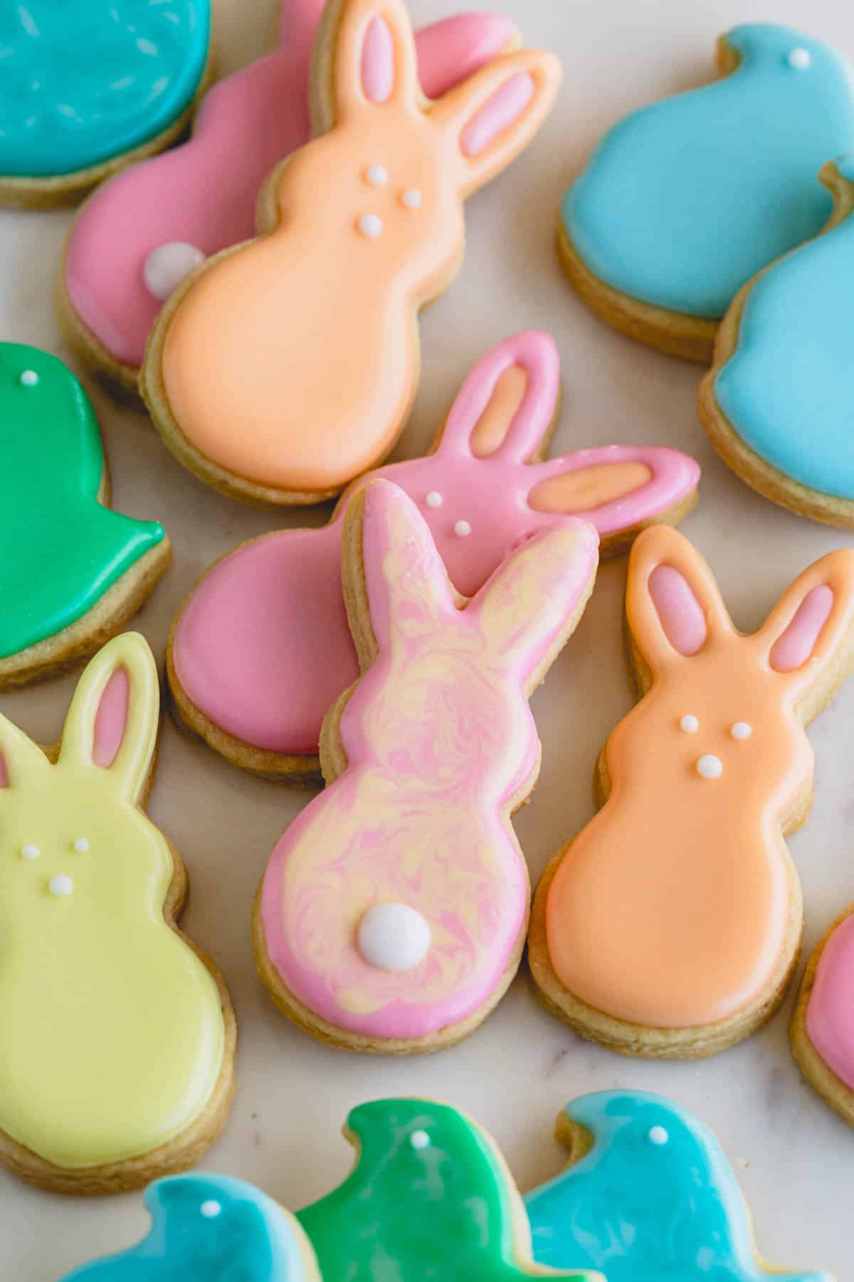 Easter sugar cookies decorated with royal icing.