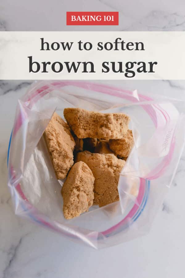 Blocks of hard brown sugar in a freezer bag.