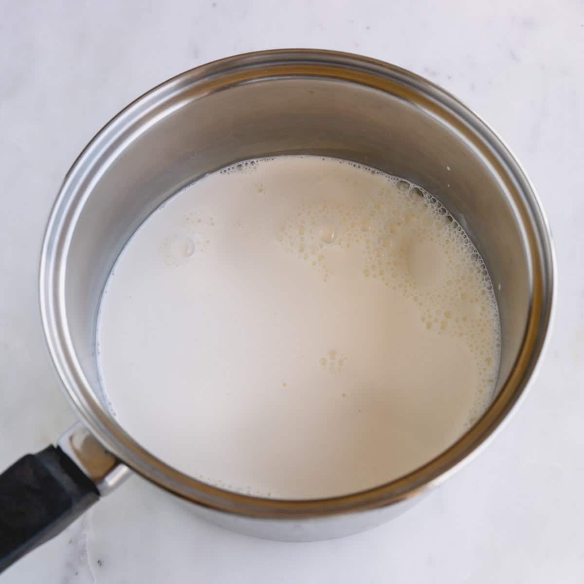 Milk in a saucepan.
