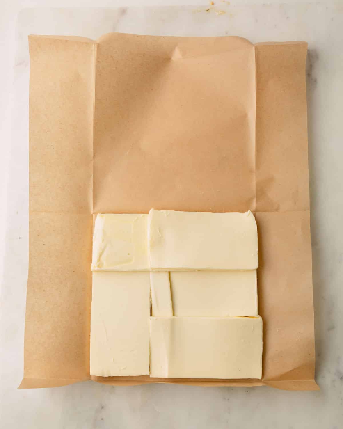 Butter shaped into a square.