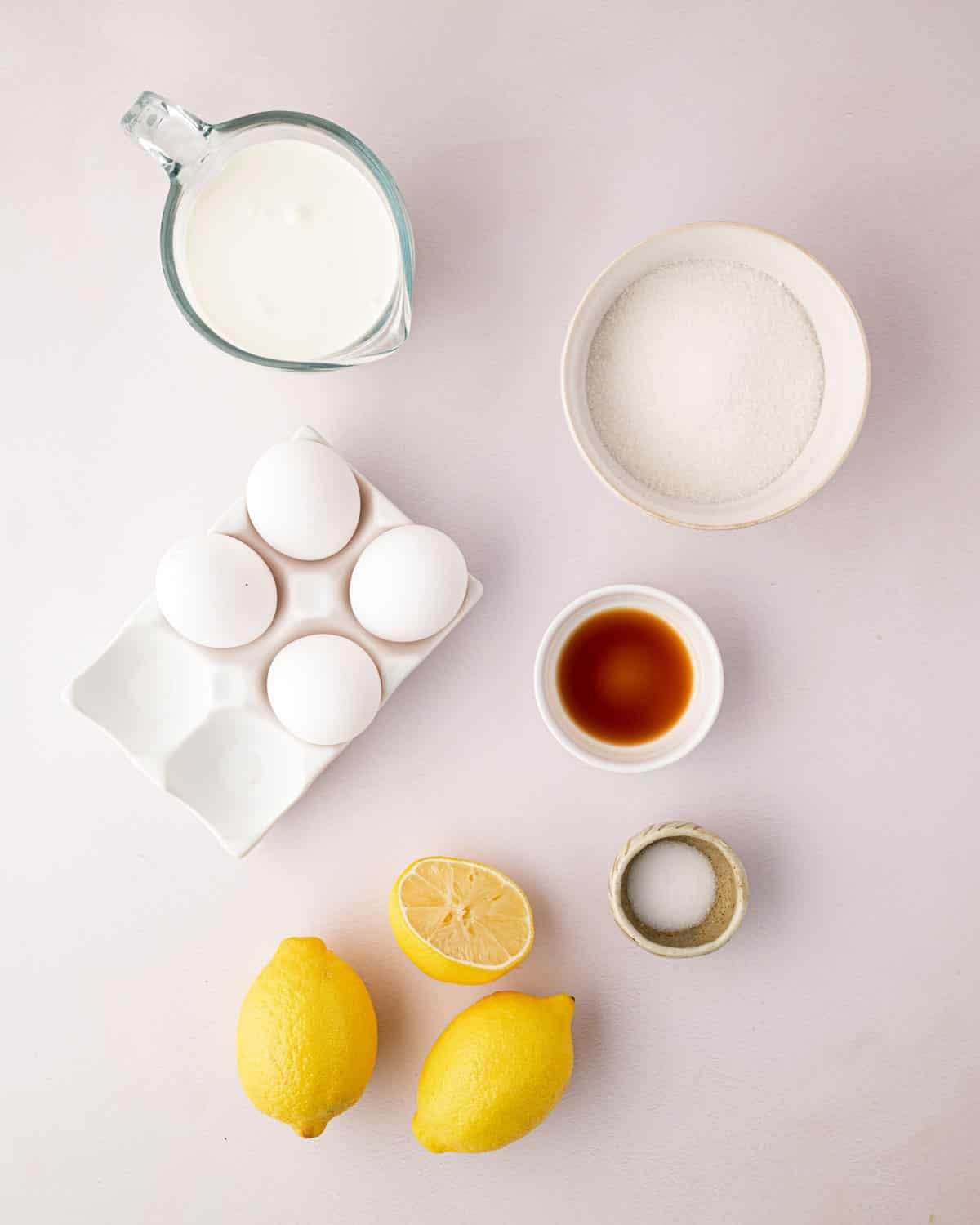 Ingredients for lemon mousse.