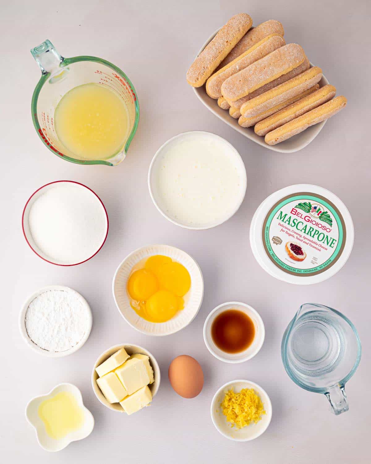 Ingredients for lemon tiramisu.