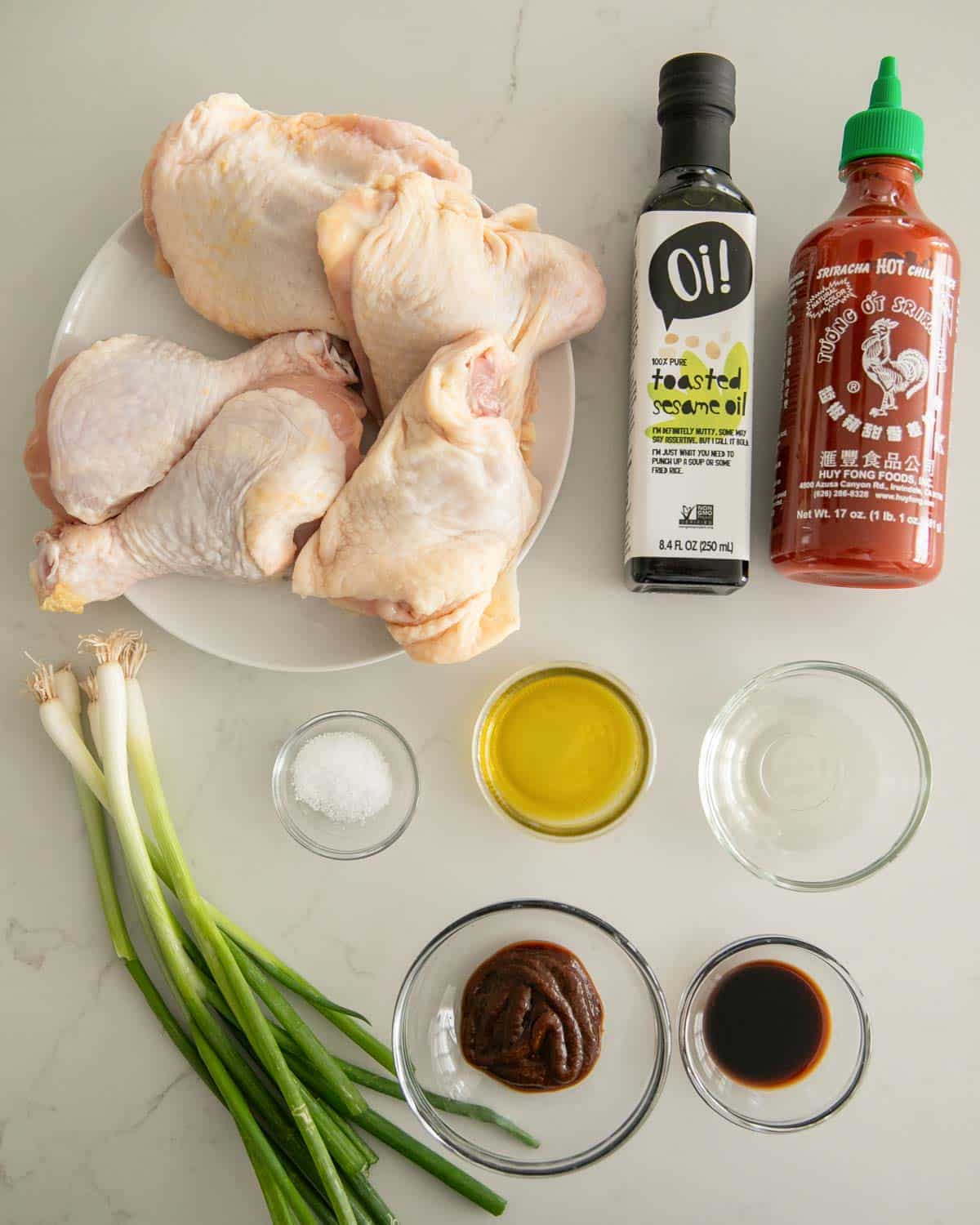 Ingredients for miso chicken.