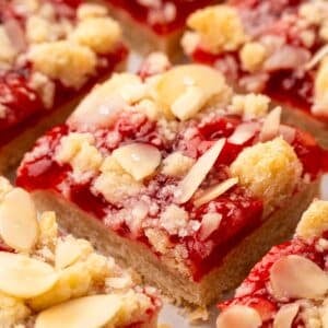 Close up image of cherry pie bars.