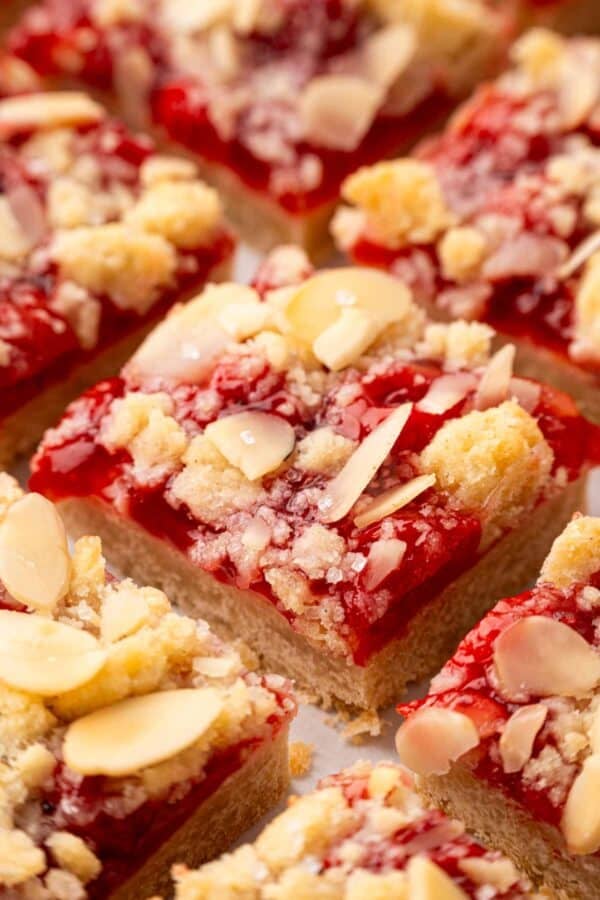 Close up image of cherry pie bars.
